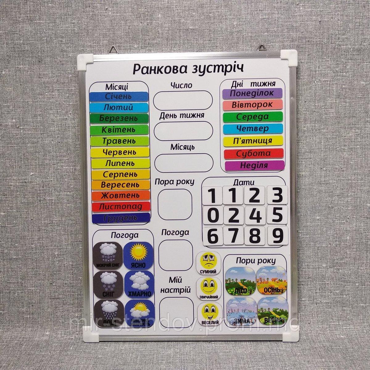 Магнитный стенд "Ранкова зустріч" для НУШ (30х40 см), фото 1