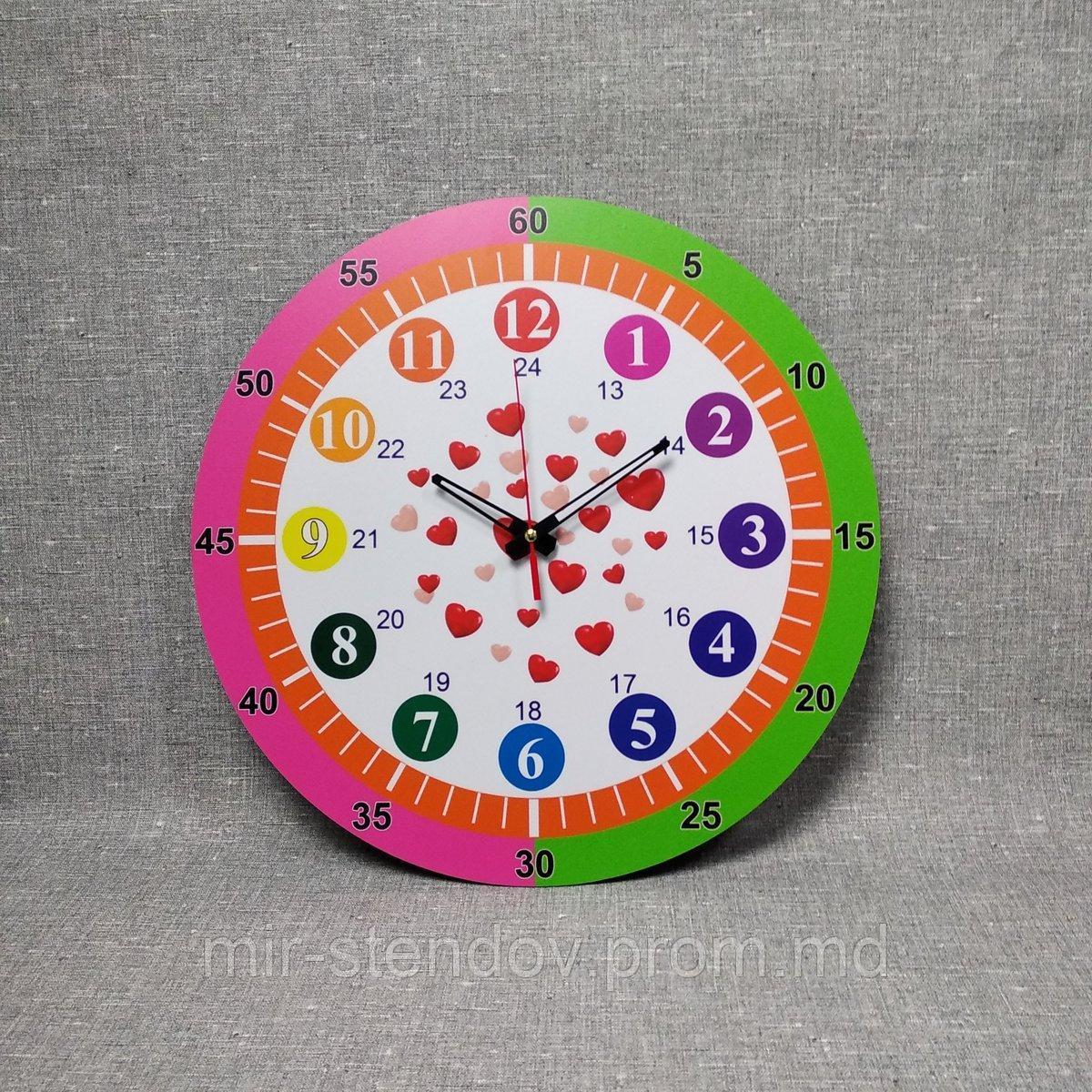 Обучающие настенные часы Сердечки, фото 1