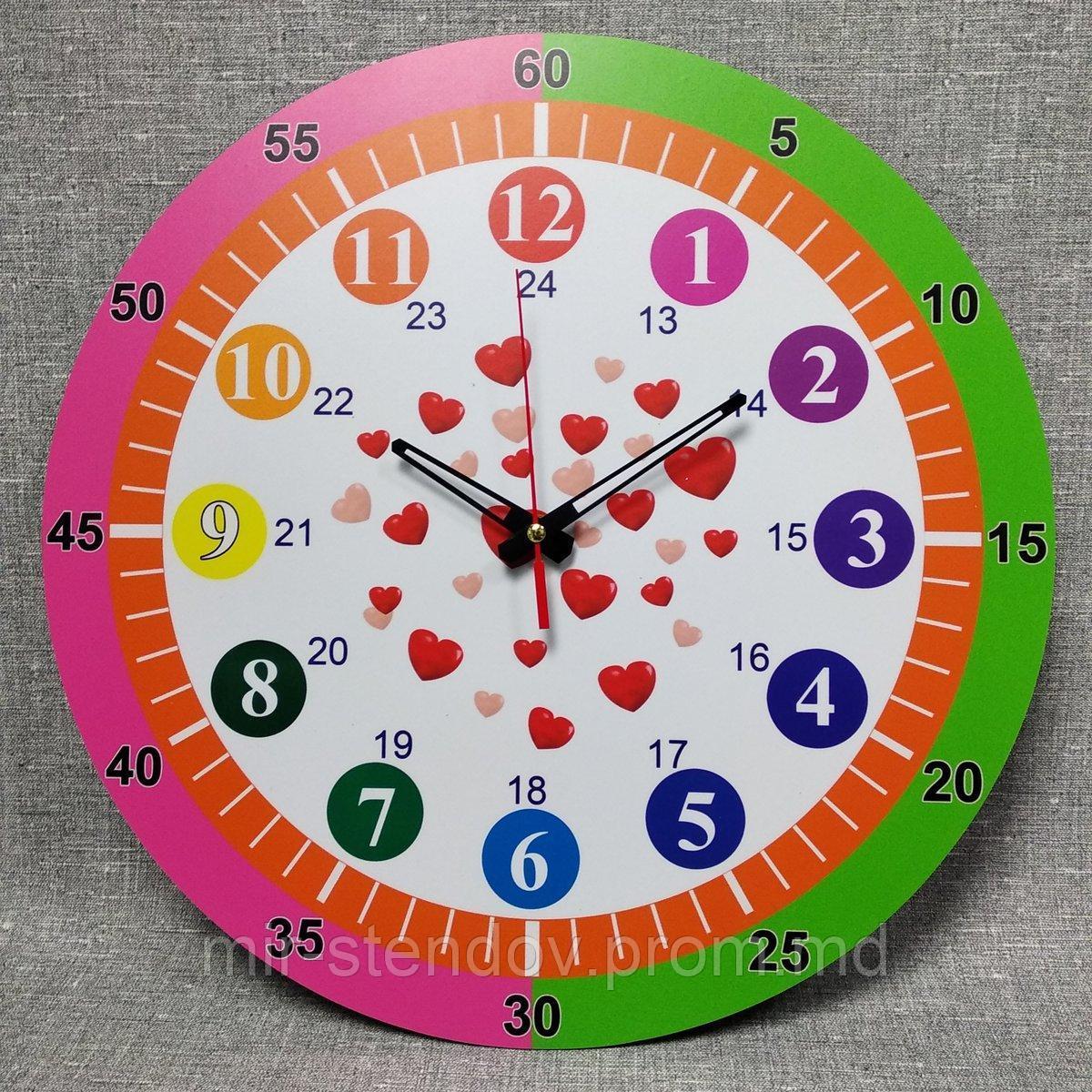 Обучающие настенные часы Сердечки 45 см - фото 1 - id-p10142619