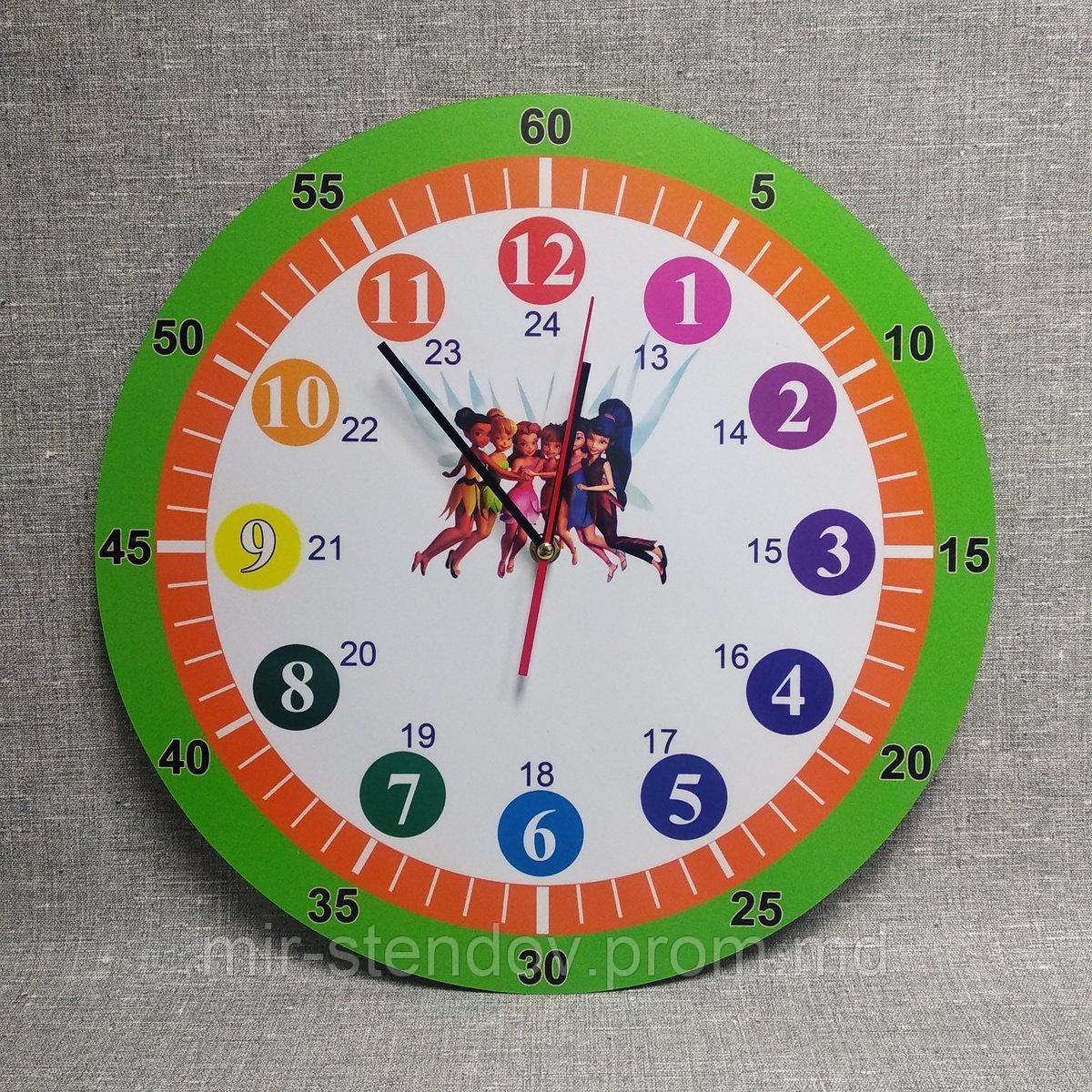 Обучающие настенные часы Феи (Салатовый ободок) 30 см - фото 1 - id-p10128372