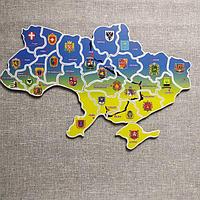 Магнитный Пазл Україна. Карта України з гербами обласних центрів