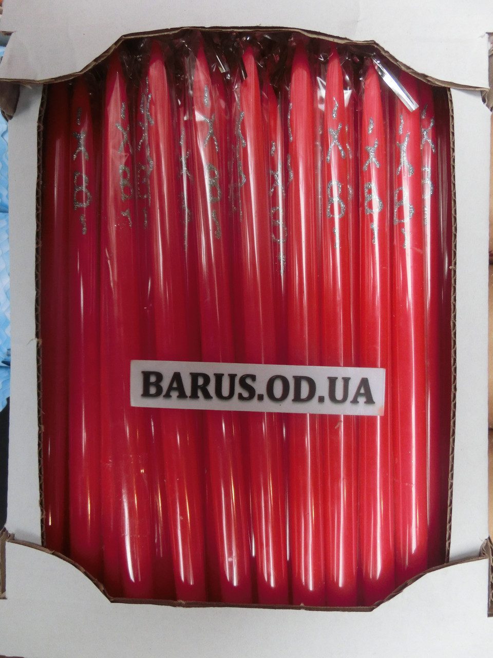 Пасхальные свечи ХВ 10*240 красные упакованные - фото 1 - id-p10117508