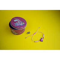 Браслет с кулоном Единорог в комплекте с серьгами-гвоздиками E&D 9740ED светло-розовый