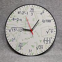 Часы настенные "Примеры". Для кабинета математики (Салатовые надписи)