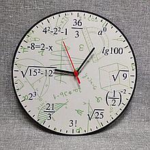 Часы настенные "Примеры". Для кабинета математики (Салатовые надписи)
