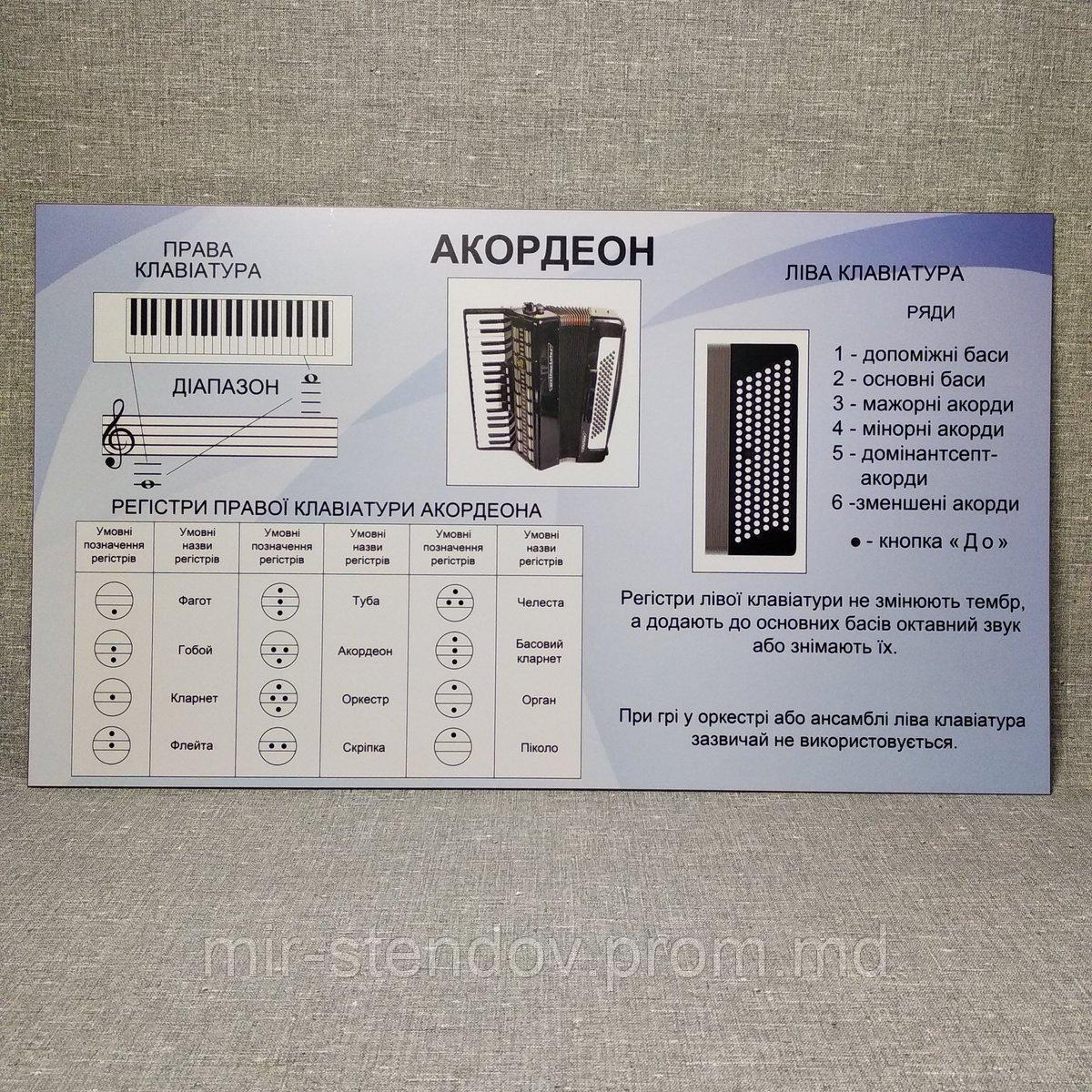 Стенд для кабинета музыки. Аккордеон, фото 1