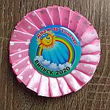 Значок на 1 сентября или выпускницы с розеткой Горошек розовая, фото 3