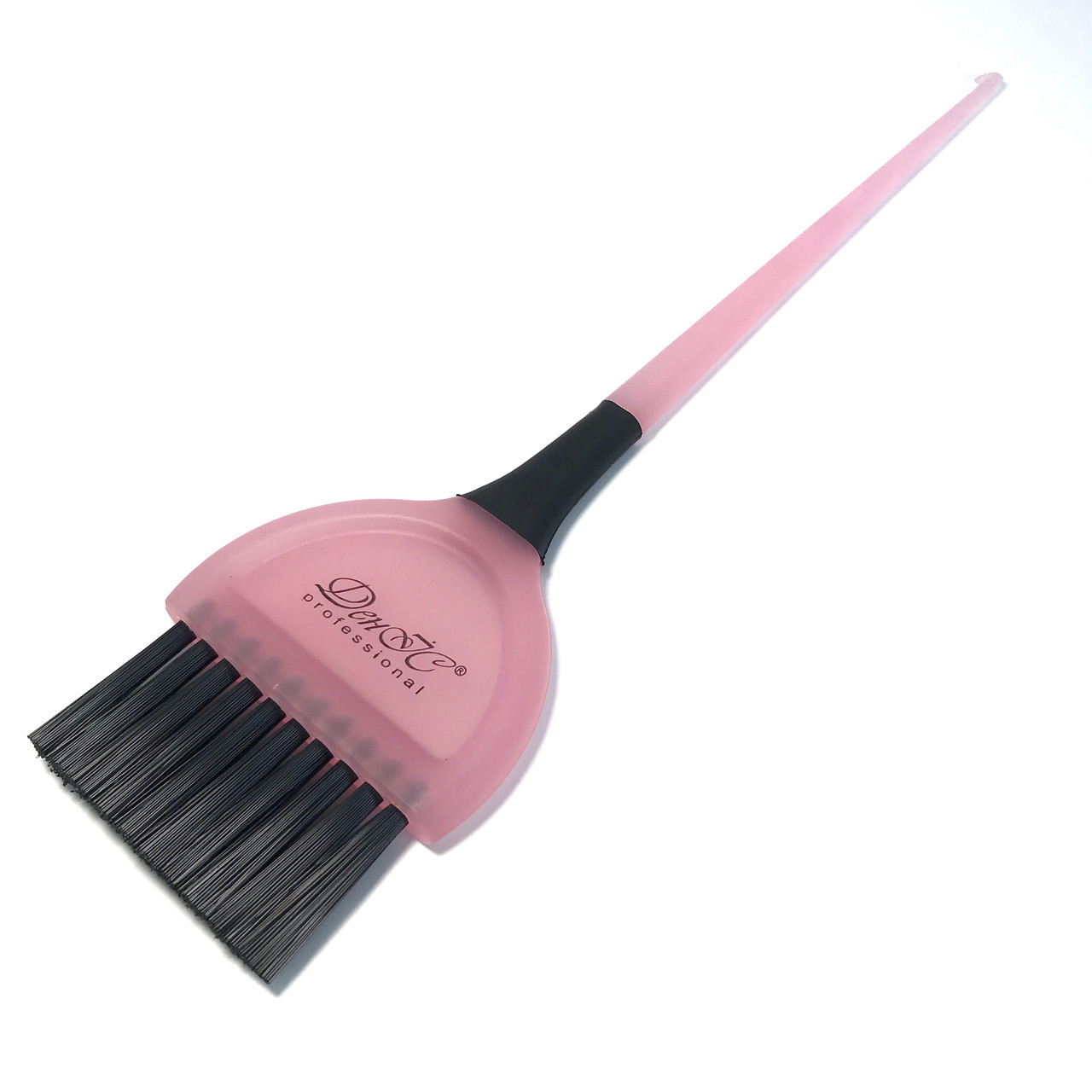 Кисть для окрашивания волос DenIS professional с чёрной щетиной розовая широкая - фото 1 - id-p10154502