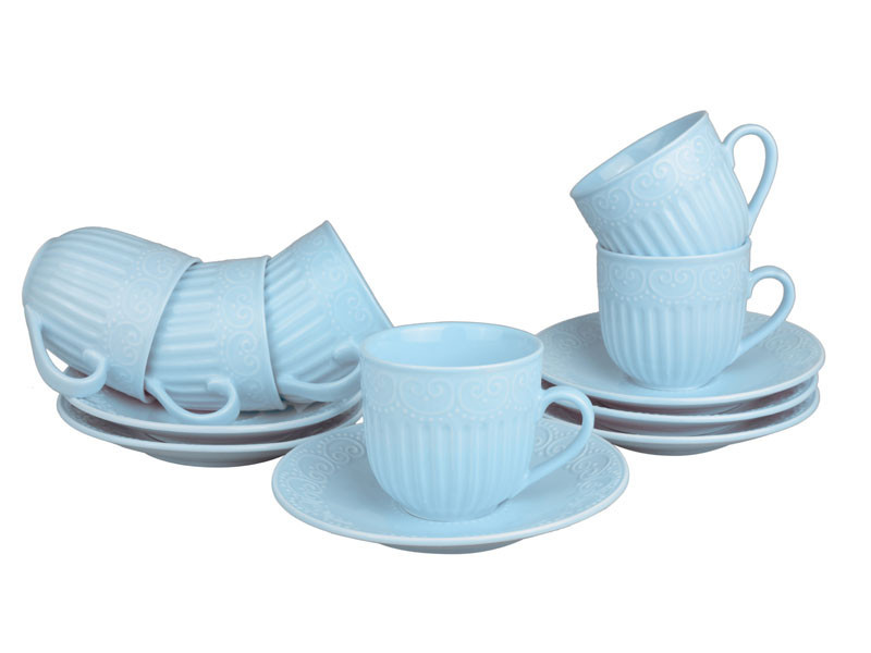 Набор чайный фарфор 12 предметов чашка 250 мл Ажур мятный Lefard 722-124 - фото 1 - id-p10099397