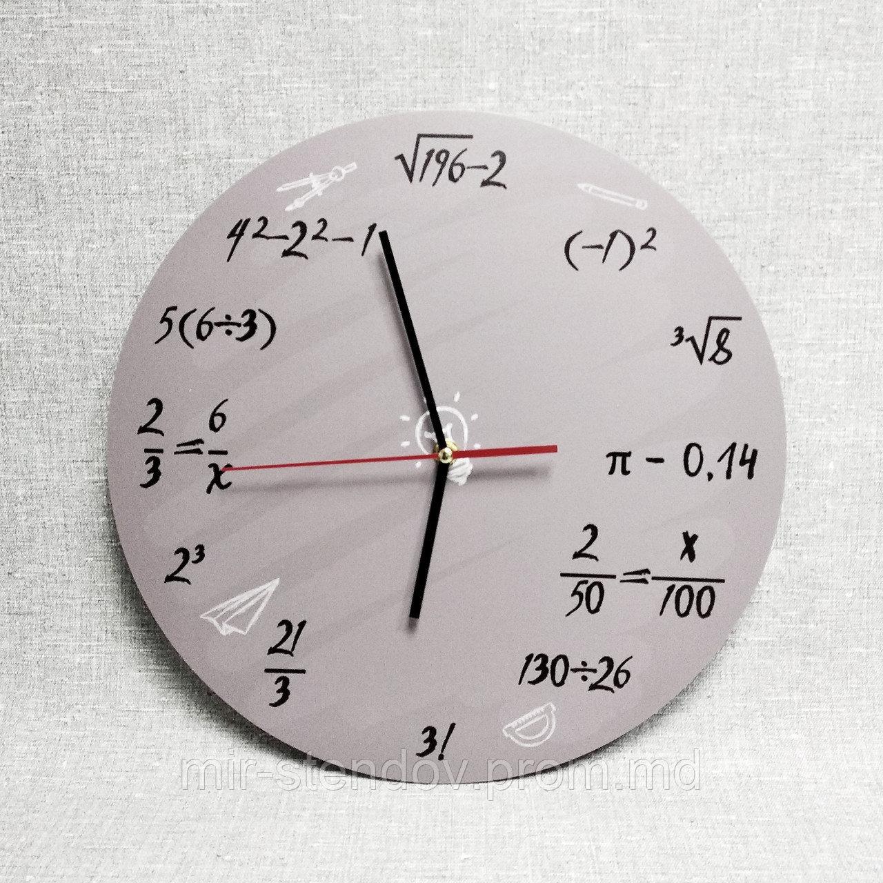 Настенные часы для кабинета математики Серые - фото 1 - id-p10107421