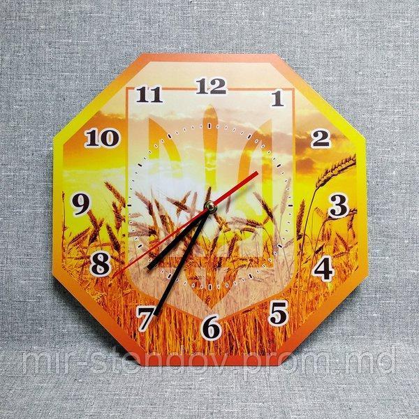 Настенные часы с гербом Украины и пшеницей - фото 1 - id-p5995285