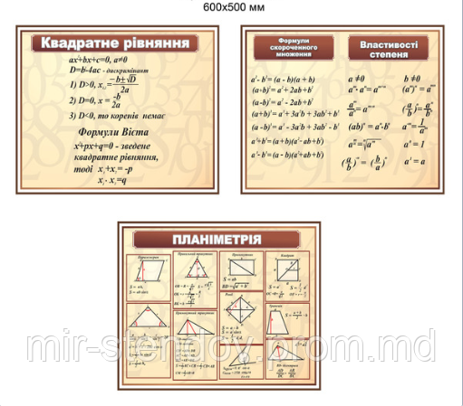 Комплект плакатов Для кабинета математики., фото 1