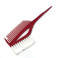 Кисть-расчёска для окрашивания волос DenIS professional с белой щетиной - красная 4119