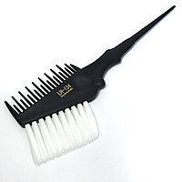 Кисть-расчёска для окрашивания волос DenIS professional с белой щетиной - чёрная 134