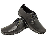 Мокасины мужские натуральная кожа черные на шнуровке (4к) 40