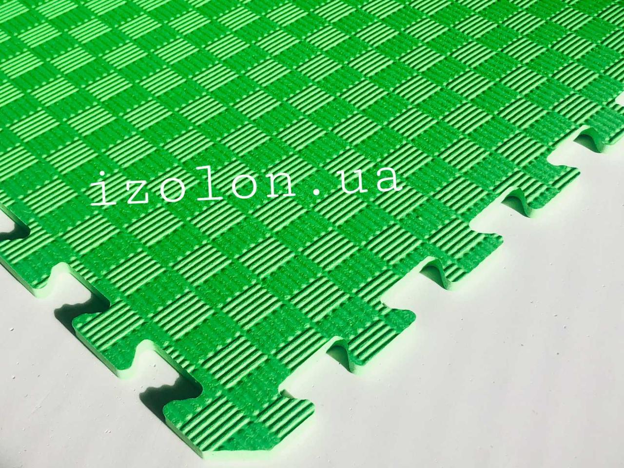 Коврик-пазл (мягкий пол татами ласточкин хвост) IZOLON EVA SPORT 1000х1000х10мм, зеленый - фото 1 - id-p10188749