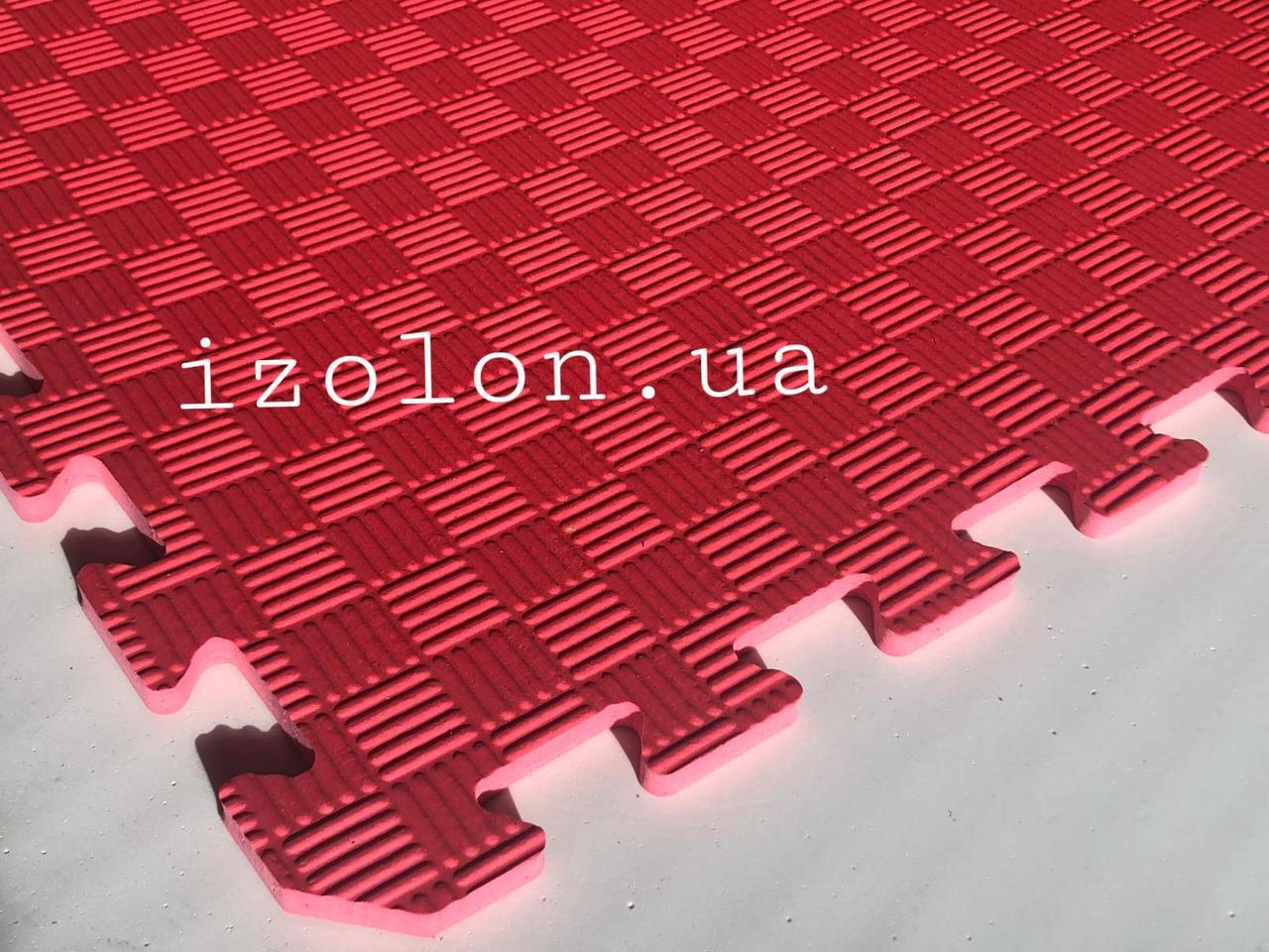 Коврик-пазл (мягкий пол татами ласточкин хвост) IZOLON EVA SPORT 1000х1000х10мм, красный - фото 1 - id-p10188754