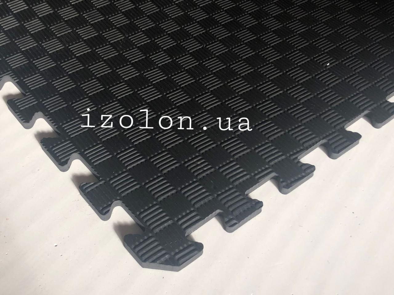 Коврик-пазл (мягкий пол татами ласточкин хвост) IZOLON EVA SPORT 1000х1000х10мм, черный - фото 1 - id-p10188757