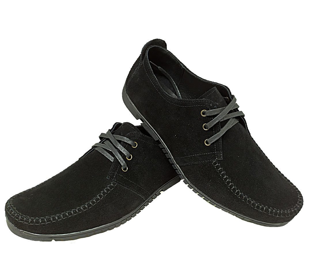 Мокасины мужские натуральная замша черные на шнуровке (3z) 40 - фото 1 - id-p10188786