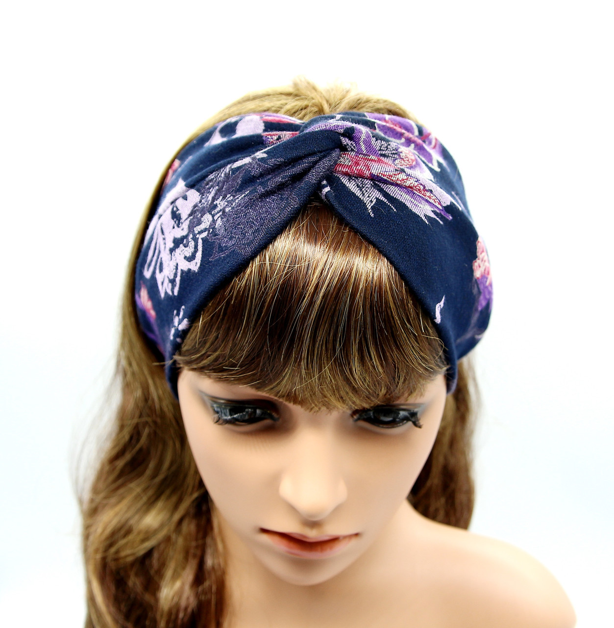 Повязка на голову женская широкая (темно-синяя) - фото 1 - id-p10200306