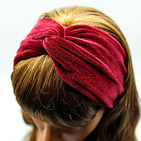 Женская повязка на голову велюровая (бордо)