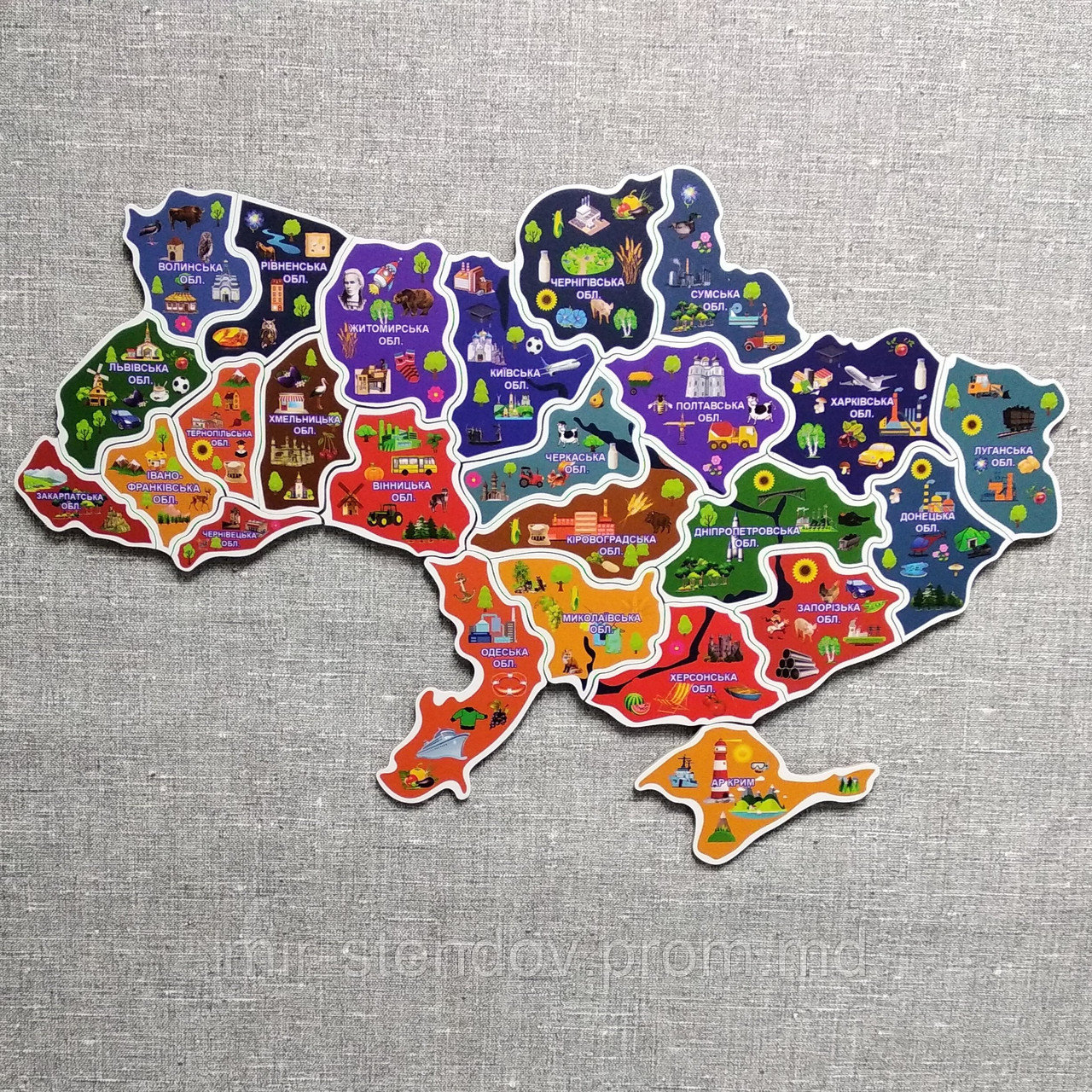 Магнітний пазл "Україна". Карта України із пам'ятками обласних центрів - фото 1 - id-p10200530