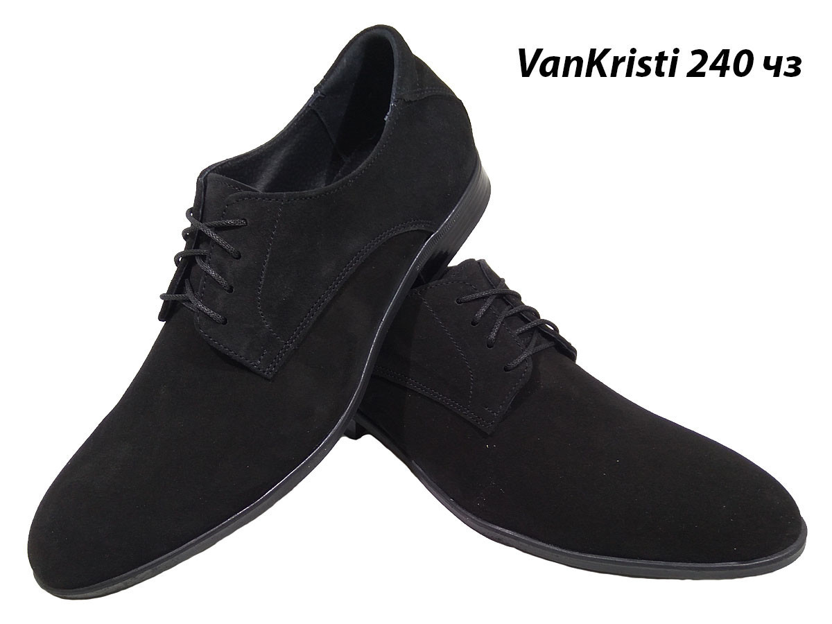 Туфли мужские классические натуральная замша черные на шнуровке (VK 240 чз) - фото 1 - id-p7813881