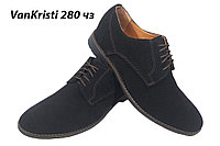 Туфли мужские классические натуральная замша черные на шнуровке (VK 280 чз)