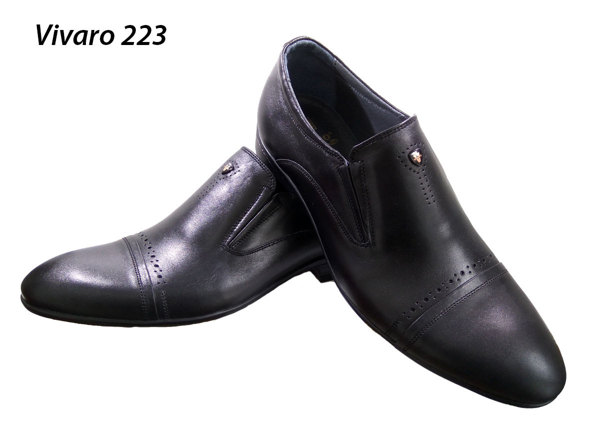 Туфли мужские классические натуральная кожа черные на резинке ( Vivaro 223 чк) - фото 1 - id-p10201792