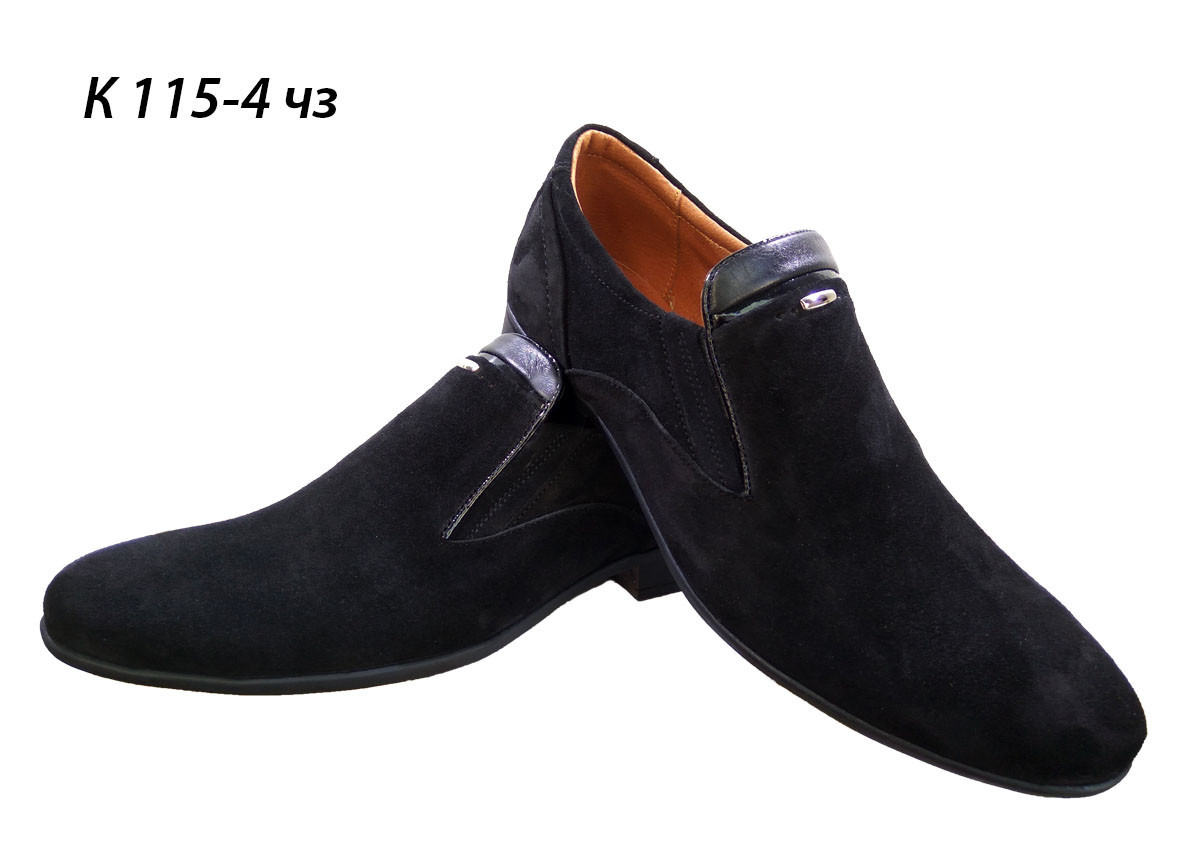 Туфли мужские классические натуральная замша черные на резинке (К-115 ) - фото 1 - id-p10202025