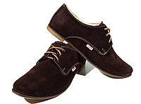 Туфли женские комфорт натуральная замша коричневые на шнуровке (Lux 15 кз)