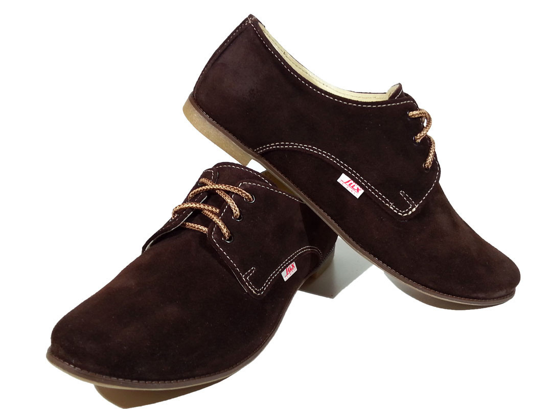 Туфли женские комфорт натуральная замша коричневые на шнуровке (Lux 15 кз) - фото 1 - id-p10202632