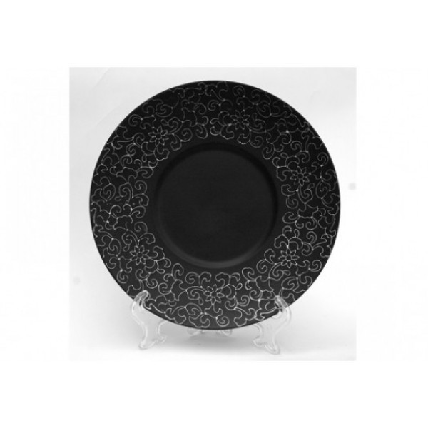 Тарелка круглая c узором 25,4 см черная матовая FC0031-10 - фото 1 - id-p5558161
