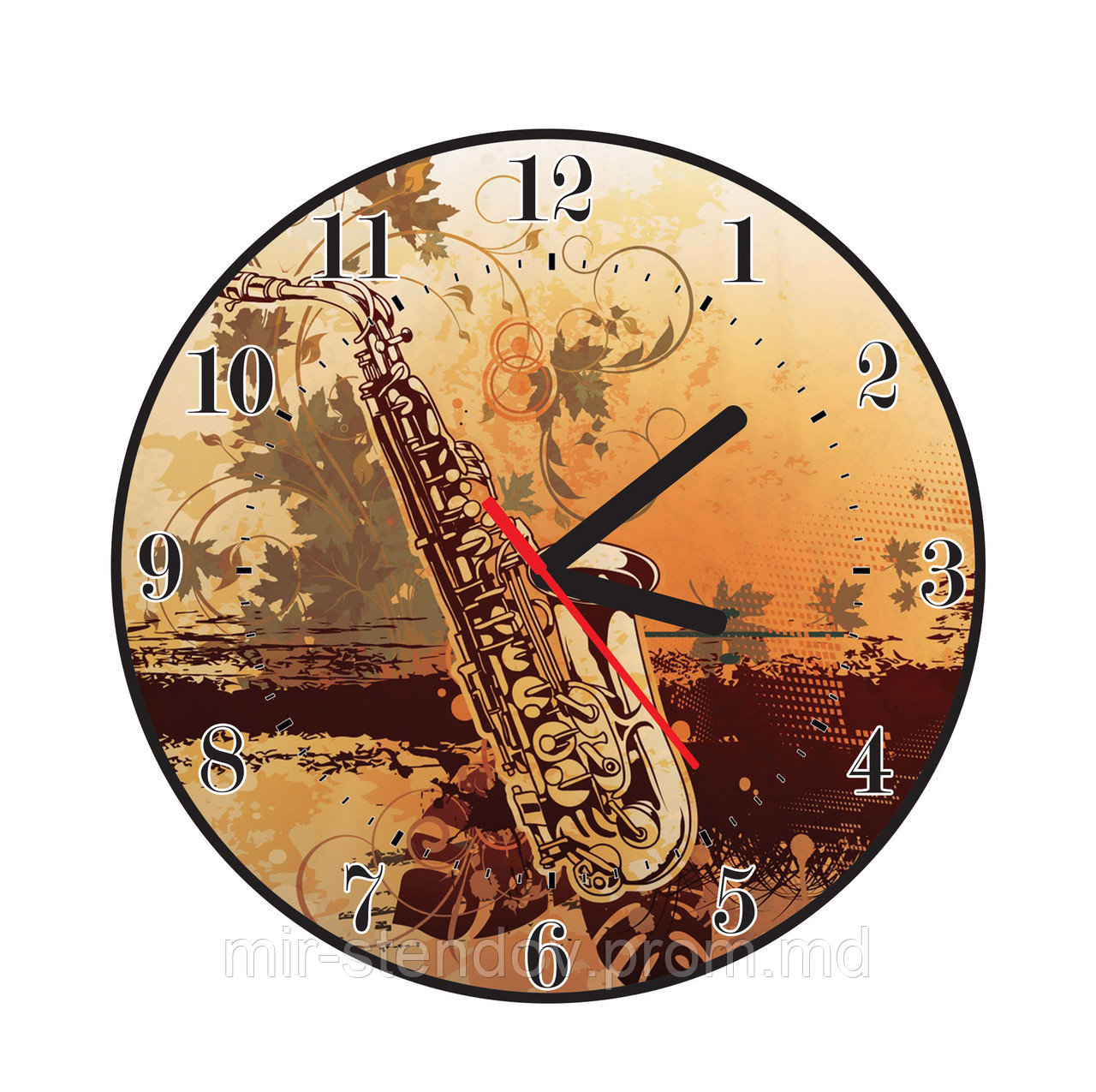 Часы настенные для кабинета музыки. "Осенний саксофон" - фото 1 - id-p10206817
