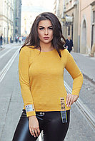 Женская укороченная ангоровая кофта свитер с резиновыми нашивками