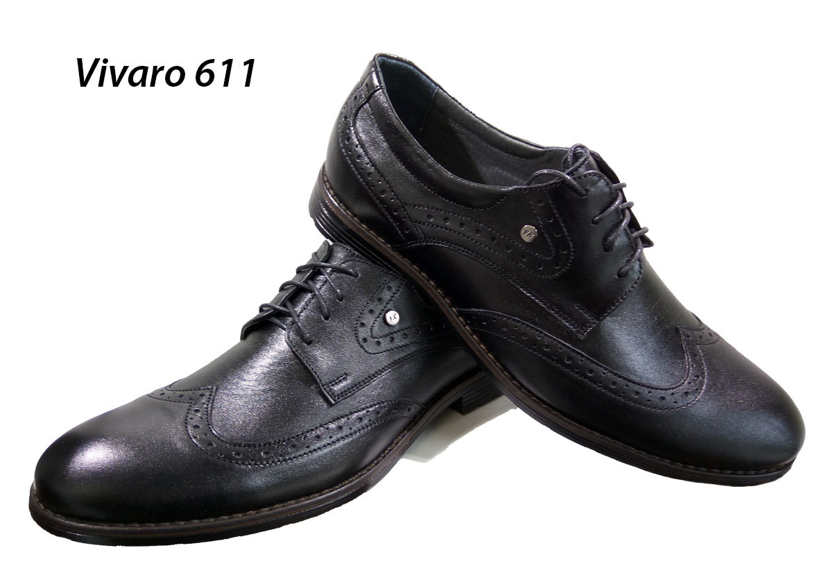 Туфли мужские классические натуральная кожа черные на шнуровке ( Vivaro 611 чк) 40 - фото 1 - id-p10207703