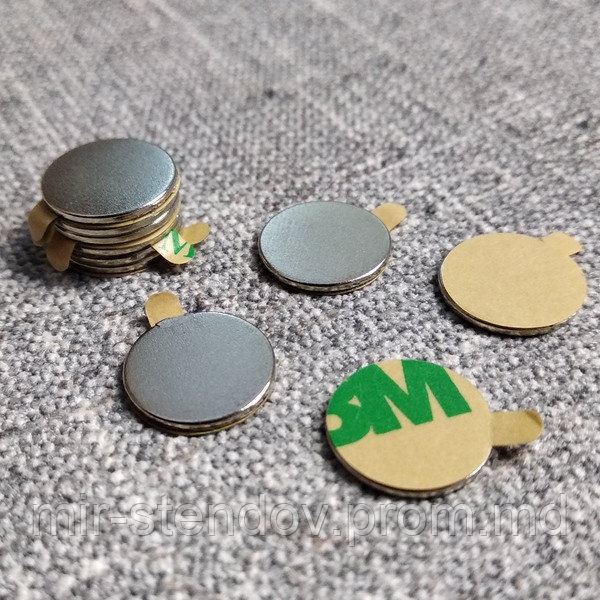 Магнит неодимовый, шайба с клеевым слоем 8х1 мм, фото 1