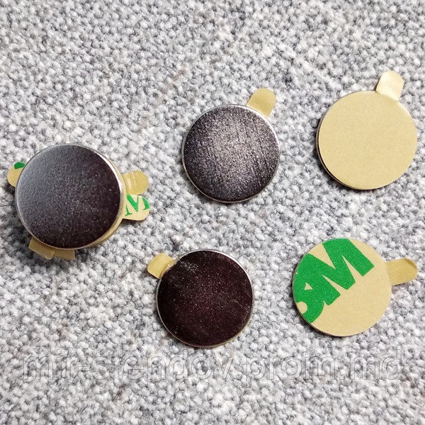 Магнит неодимовый, шайба с клеевым слоем 10х1 мм, фото 1