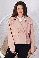 Женская стильная кожаная куртка косуха с клепками, батал большой размер