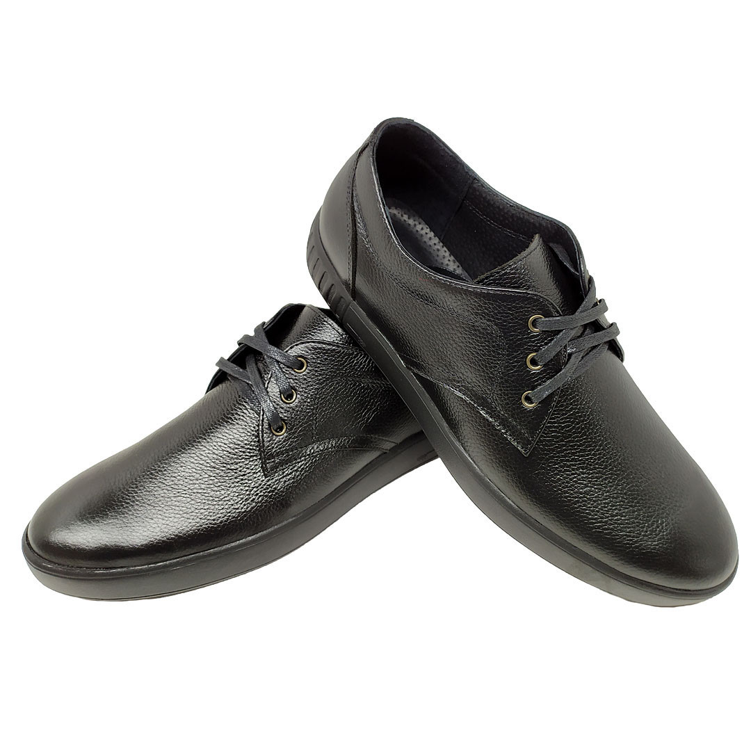 Туфли спортивные черные натуральная кожа на шнуровке (9f) 40 - фото 1 - id-p10260365