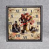 Квадратные настенные часы винтажные. Картина, фото 2