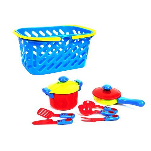 Набор посуды в корзинке (синий), 7 шт - фото 1 - id-p10264200