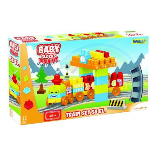 Baby Blocks Мои первые кубики Железная дорога 2,24м 58 деталей - фото 1 - id-p10265291