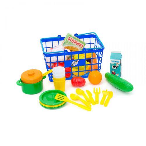 Корзина с продуктами и посудой "Пикник", 37 эл (синяя) - фото 1 - id-p10265833