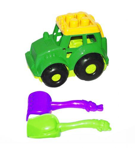 Трактор Кузнечик №1, зелёный с граблями и лопаткой - фото 1 - id-p10270145