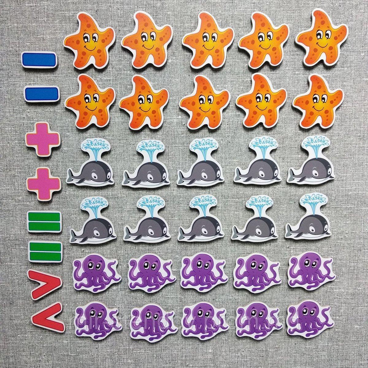 Набор обучающих магнитов Счёт морские животные, фото 1