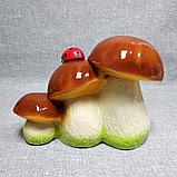 Садовая фигурка Белые грибы с Божьей коровкой, фото 2