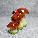 Садовая фигурка Белые грибы с Божьей коровкой, фото 7