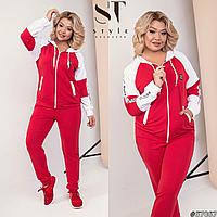 Молодежный весенний спортивный женский костюм, кофта с капюшоном, батал большие размеры