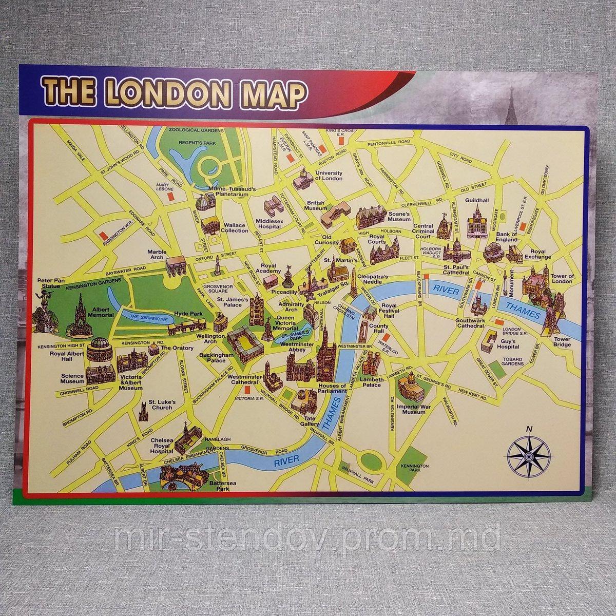 London map. Стенд-карта для кабинета английского языка - фото 1 - id-p9521761